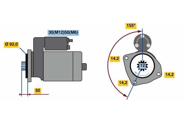 Starter (24V, 6,2kW, gereviseerd) past: MERCEDES ACTROS, ACTROS MP2 / MP3, ACTROS MP4 / MP5, ANTOS, AROCS, AXOR, AXOR 2, CAPACITY, CITARO 2, CITARO (O 530), CONECTO (O 345) 471.943-OM542.969 04.96-