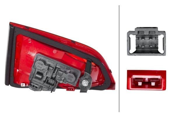Achterlicht Rechts (binnen, P21W/W16W, kleur van het glas red/transparant, anti-fog licht, achteruitrijlicht) past: AUDI A4 B8 Saloon 11.07-10.11