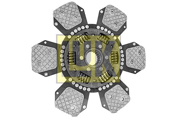 Koppelingsplaat/plaat keramiek (348mm  aantal peddels: 6) past: HUERLIMANN 6135 XB, 115, 130, 913  LAMBORGHINI 135, 1300, R 5.115, R 5.130  SAME 110, 130, 115