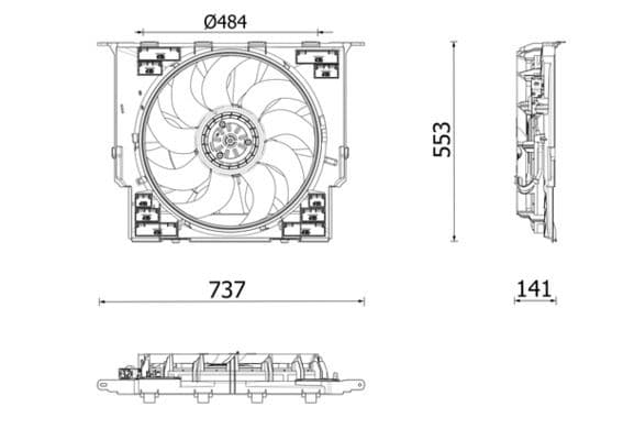 Radiatorventilator (met huisvesting) past: BMW 5 (G30, F90), 5 (G31), 6 GRAN TURISMO (G32), 7 (G11, G12), 8 (G14, F91), 8 (G15, F92), 8 GRAN COUPE (G16, F93) 1.6-3.0DH 07.15-