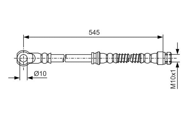 Remleiding/slang flexibel Voor Links/Rechts (lengte 545mm,diameter 10mm, M10x1) past: MITSUBISHI LANCER CARGO, LANCER VII 1.3/1.6/2.0 06.00-12.13