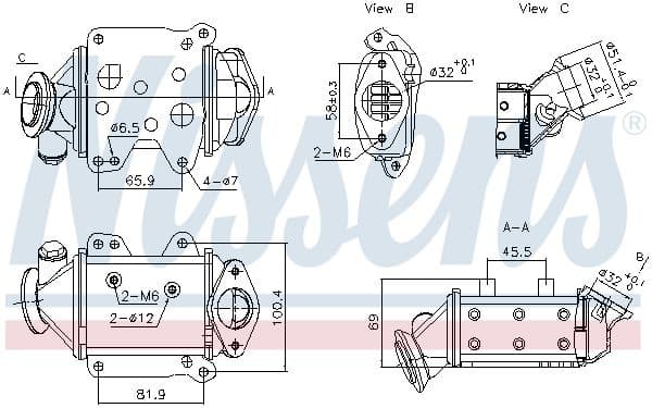 Uitlaatgassen radiator past: ALFA ROMEO MITO  FIAT 500L, 500X, DOBLO, DOBLO CARGO, FIORINO, PANDA, PUNTO, QUBO, TIPO  OPEL COMBO, COMBO TOUR, CORSA E 1.3D 09.03-