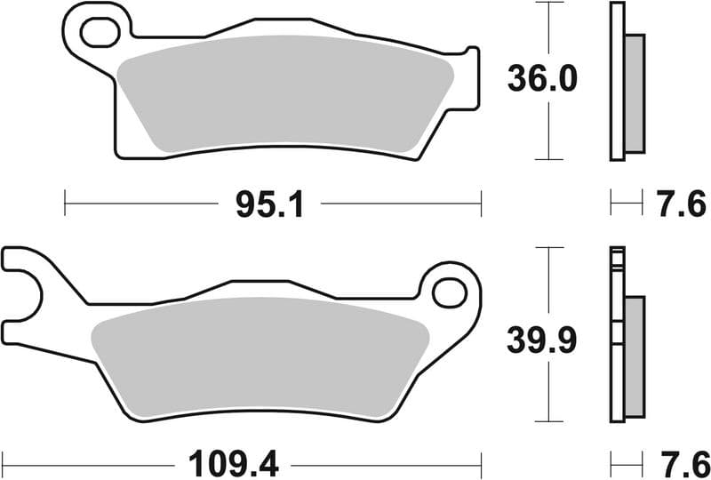 Brake pads Achter/Voor, beoogd gebruik: offroad, materiaal: sinter-SD, 36/39,9x95,1x7,55mm past: BMW R  CAN-AM OUTLANDER., RENEGADE  SUZUKI GSX 400/500/800 1981-2015
