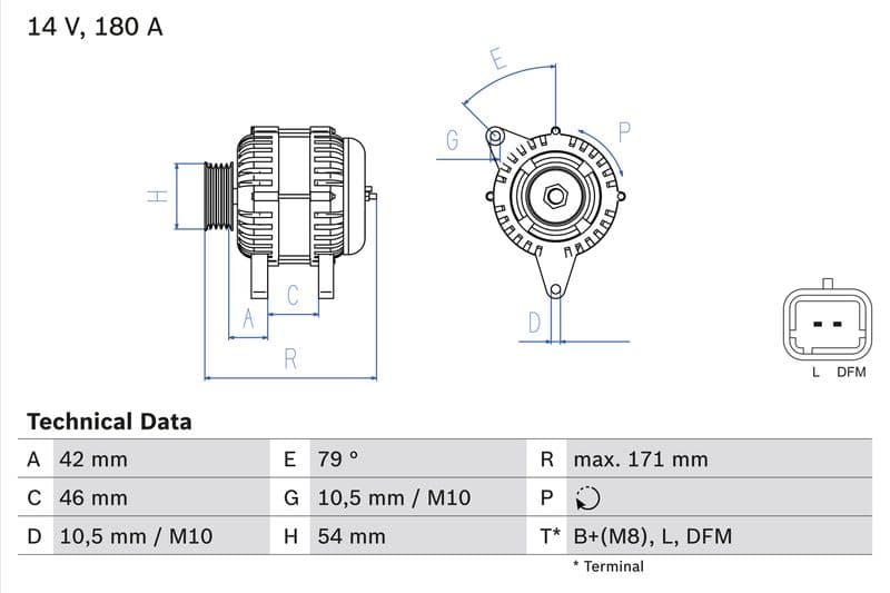 Dynamo (14V, 180A, gereviseerd) past: CITROEN BERLINGO, BERLINGO MULTISPACE, C4 GRAND PICASSO I, C4 PICASSO I, C5 II, C5 III, C6, C8, JUMPY II  FIAT SCUDO, ULYSSE  LANCIA PHEDRA 1.6D/2.0D/2.2D 05.04-