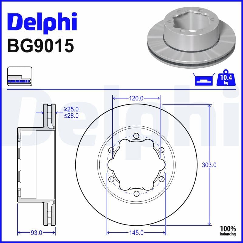 Brake disc Achter Links/Rechts past: MERCEDES SPRINTER 3,5-T (B906), SPRINTER 4,6-T (B906), SPRINTER 5-T (B906), SPRINTER 5-T (B907)  VW CRAFTER 30-35, CRAFTER 30-50 1.8-3.5 04.06-