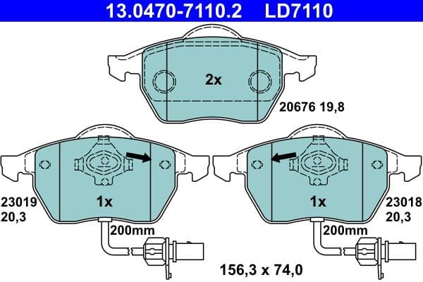 Keramische remblokken Voor , past: AUDI A4 B5, A4 B6, A4 B7, A6 C5, A6 C6  SEAT EXEO, EXEO ST  SKODA SUPERB I  VW PASSAT B5, PASSAT B5.5 1.6-4.2 11.94-05.13