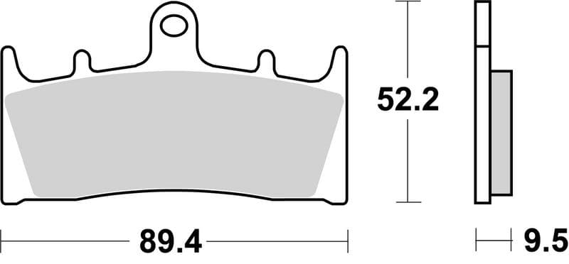Brake pads Voor, beoogd gebruik: racing/route, materiaal: sinter-SR, 52,2x89,7x9,5mm past: KAWASAKI ZX-12R, ZX-6R, ZX-9R  SUZUKI GSF, GSX, GSX-R 600-1300 1996-2007