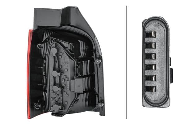 Achterlicht Rechts (P21/4W/P21W, versie met achterdeur) past: VW CALIFORNIA T5 CAMPER, MULTIVAN T5, TRANSPORTER T5
