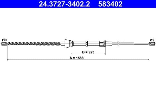 Handremkabel Achter Links/Rechts (1588mm/923mm, type rem: trommel) past: SEAT IBIZA IV, IBIZA IV SC, IBIZA IV ST  SKODA FABIA III, FABIA III PRAKTIK  VW POLO V, POLO VIVO 1.0-2.0D 03.08-12.22