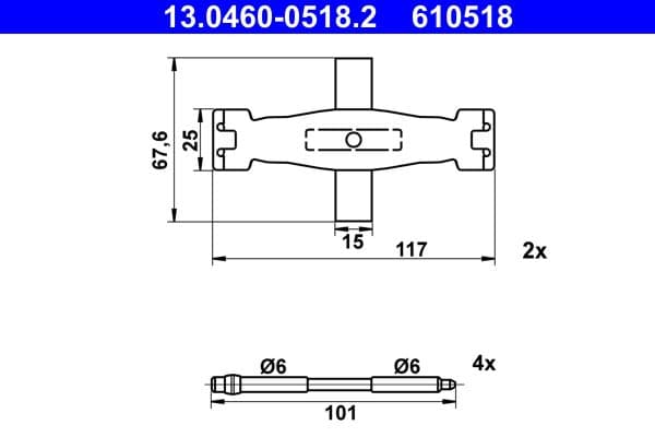 Remblok montagekit achter past: AUDI A6 C7, A7, Q5  PORSCHE MACAN 1.8-4.0 10.08-