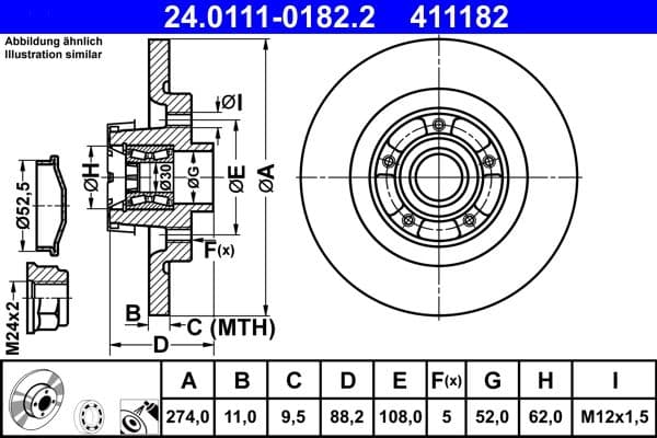 Remschijf met lager Achter Links/Rechts (met ABS ring) past: MERCEDES CITAN (MPV), CITAN MIXTO (DOUBLE CABIN), CITAN/MINIVAN (W415)  RENAULT KANGOO BE BOP, KANGOO EXPRESS 1.2-Electric 06.05-