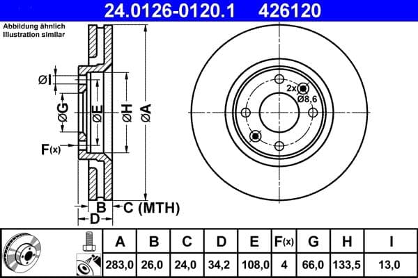 Brake disc Voor Links/Rechts past: DS DS 3, DS 3 / DS 3, DS 4, DS 5  CITROEN BERLINGO, BERLINGO MULTISPACE, C3 AIRCROSS I, C3 AIRCROSS II, C3 I, C3 II, C3 III, C3 PICASSO, C4 1.0-Electric 02.98-