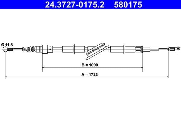 Handremkabel Achter Links/Rechts (1723mm) past: AUDI A3  SKODA OCTAVIA I  VW BORA, BORA I, GOLF IV 1.8-3.2 12.96-06.06