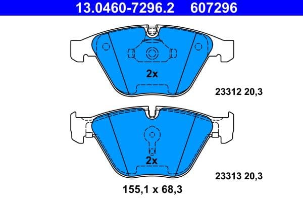 Remblokken set Voor , past: BMW 5 (E60), 5 (E61), 6 (E63), 6 (E64), 7 (E65, E66, E67) 2.0-6.0 07.01-12.10