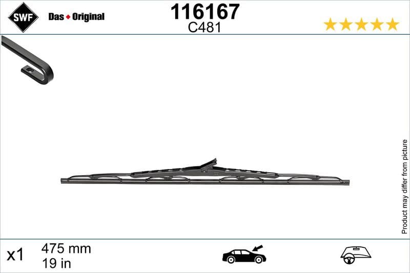 Wisserblad draaibaar Voor (1pcs) 475mm past: ALFA ROMEO 166  DODGE JOURNEY, NITRO  HONDA ACCORD VI, ACCORD VII, E:NY1, FR-V, HR-V, LEGEND I, LEGEND II, LEGEND III  JEEP CHEROKEE  LEXUS GS 01.86-