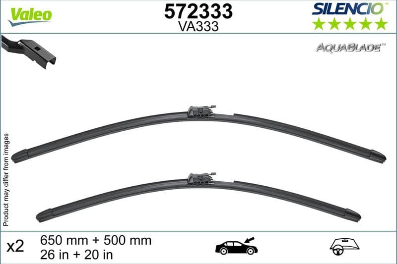 Wisserblad voegloos Voor (2pcs) Silencio 650/500mm past: LAND ROVER RANGE ROVER SPORT III, RANGE ROVER V 02.22-