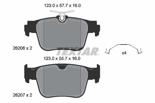 Remblokken set Achter (met extra's), past: AUDI A3, A3 ALLSTREET, Q3  CUPRA FORMENTOR, LEON, LEON SPORTSTOURER, TERRAMAR  FORD TOURNEO CONNECT V761 1.0-2.5 07.19-