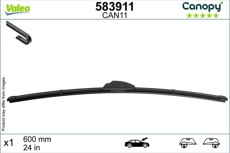 Wisserblad voegloos Voor met spoiler (1pcs) Canopy 600mm past: MERCEDES C T-MODEL (S203), C (W203), SPRINTER 2-T (B901, B902), SPRINTER 3-T (B903), SPRINTER 4-T (B904), SPRINTER 5-T (B905) 09.74-