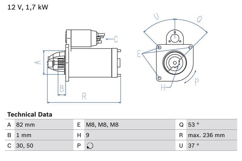 Starter (12V, 1,7kW, gereviseerd) past: FIAT DUCATO 2.0D/2.3D/3.0D 07.06-