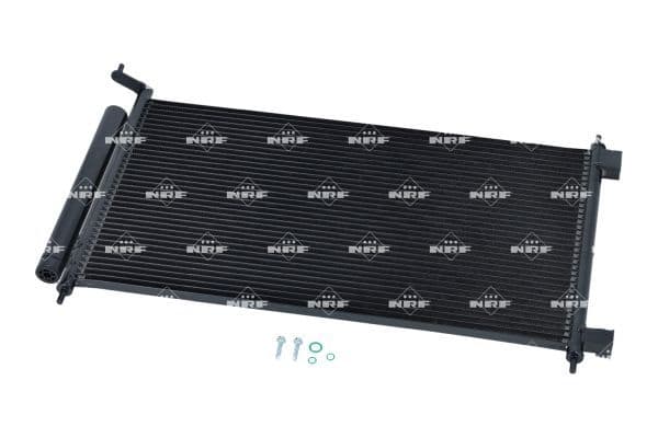 A/C condensator (met droger) past: NISSAN JUKE, MICRA C+C III, MICRA III, NOTE, PULSAR, SENTRA VII, TIIDA 1.2-1.8 01.03-