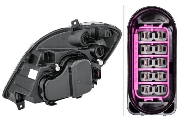 Koplamp Rechts (H7/H7/PY21W/W5W, elektrisch, met motor, met gloeilamp, kleur invoegen: verchroomd) past: MERCEDES SPRINTER 906 06.06-06.18