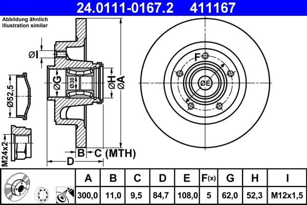 Remschijf met lager Achter Links/Rechts past: RENAULT LATITUDE, VEL SATIS 1.6-3.0D 06.02-