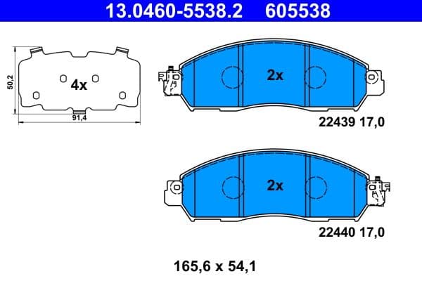 Remblokken set Voor (met een dempingskussen), past: NISSAN NAVARA NP300  RENAULT ALASKAN 2.3D/2.5D 07.14-