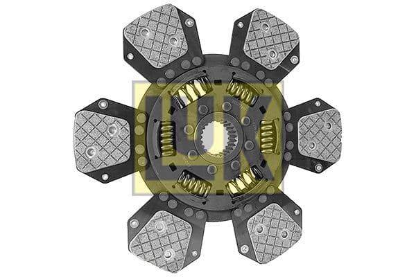 Koppelingsplaat/plaat keramiek (310mm  aantal peddels: 6) past: CLAAS 220, 230, 330  DEUTZ FAHR 5080 G, 5090 C, 5090 D, 5090 G, 5090.4 D, 5090.4 G, 100 M, 100 N, 400 F, 410 F, 90 C, 90 M, 90 N