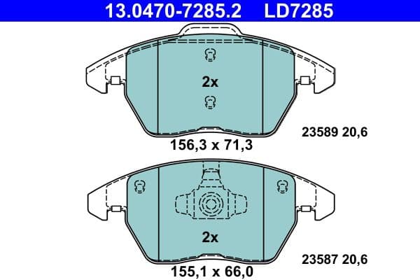 Keramische remblokken Voor , past: AUDI A1  SEAT IBIZA IV, IBIZA IV SC, IBIZA IV ST  VW BEETLE, JETTA IV, JETTA VII, POLO V, POLO VIVO 1.0-2.5 03.08-