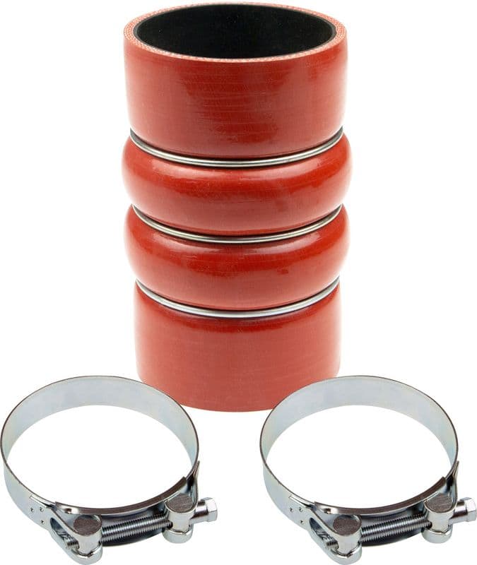 Intercooler slang (90mm/90mmx172mm, oranje, met klemmen) past: IVECO EUROCARGO I-III, EUROSTAR, EUROTECH MP, EUROTECH MT, EUROTRAKKER, TURBOTECH  IRISBUS CITYCLASS 8280.42S.TCA-F4AE0682H 01.90-