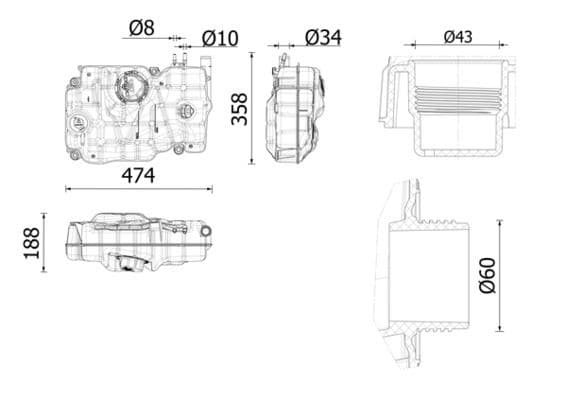 Koelvloeistof expansievat (met niveausensor) EURO 6 past: SCANIA G II, P II, R II, S DC13.139-OC13.101 09.16-
