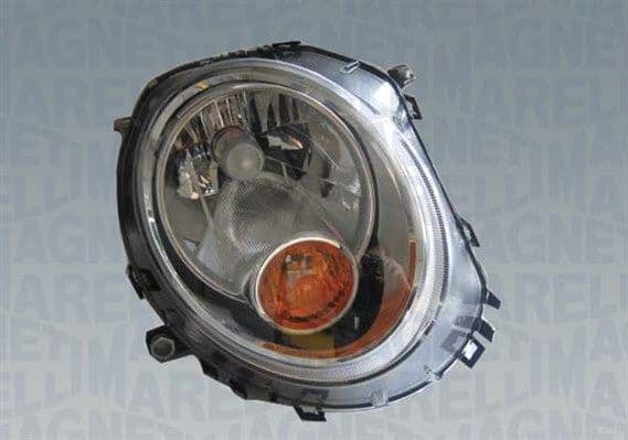 Koplamp Links (halogeen, H4/PY21W, elektrisch, met motor, kleur invoegen: verchroomd, kleur indicator: oranje) past: MINI (R56), (R57), CLUBMAN (R55), CLUBVAN (R55)