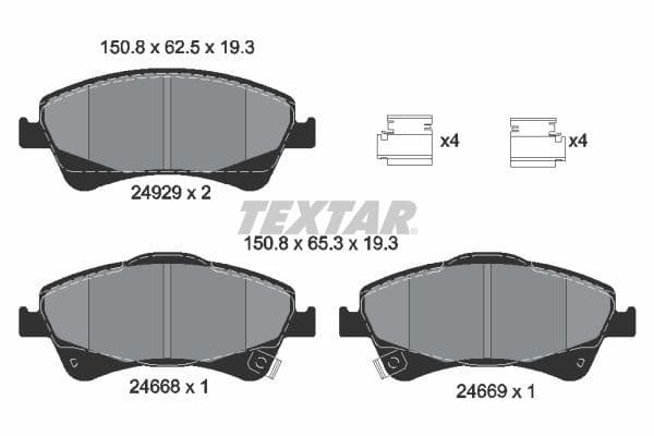 Remblokken set Voor , past: TOYOTA AURIS, AVENSIS, COROLLA, VERSO 1.4-2.2D 05.97-10.18