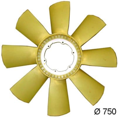 Radiator plezier (diameter 750mm, aantal bladen 8) past: RVI MAGNUM  VOLVO FH16 D16C550-DXi13 01.03-