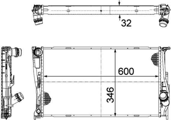 Motorradiator (handmatig) past: BMW 1 (E81), 1 (E82), 1 (E87), 1 (E88), 3 (E90), 3 (E91), 3 (E92), 3 (E93), X1 (E84) 2.0-3.0D 06.04-06.15