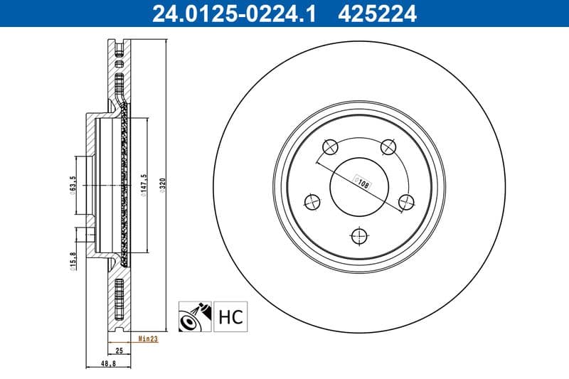 Brake disc Voor Links/Rechts past: FORD TOURNEO CONNECT V408 NADWOZIE WIELKO, TRANSIT CONNECT, TRANSIT CONNECT V408 1.0-1.6D 09.13-