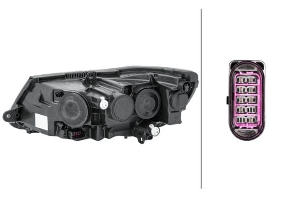 Koplamp Rechts (H15/H7/PSY24W, elektrisch, met motor, met gloeilamp) past: SKODA SUPERB II 06.13-05.15