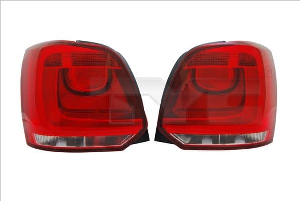 Achterlicht Rechts (kleur indicator wit, kleur van het glas red) past: VW POLO V 6R Hatchback 06.09-05.14