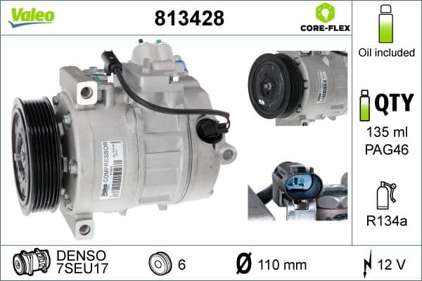 Airconditioning compressor past: BMW 1 (E81), 1 (E82), 1 (E87), 1 (E88), 3 (E46), 3 (E90), 3 (E91), 3 (E92), 3 (E93), 5 (E39), 7 (E38), 7 (F01, F02, F03, F04), X1 (E84) 2.0-4.9 08.95-06.15