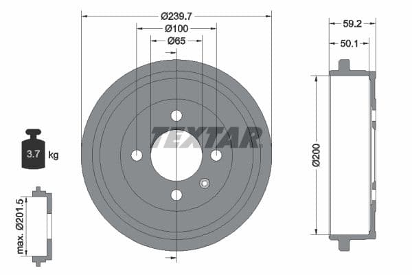 Brake drum Achter past: CHERY COWIN  SEAT AROSA, CORDOBA, CORDOBA VARIO, IBIZA II, MII  SKODA CITIGO, E-CITIGO  VW LOAD UP!, LUPO I, POLO, POLO III, POLO III CLASSIC, UP! 1.0-Electric 08.92-