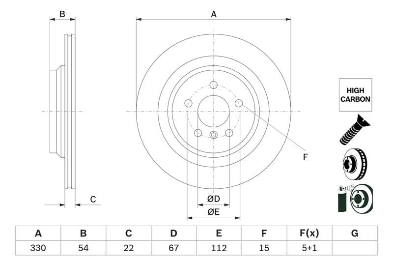 Brake disc Achter Links/Rechts past: MERCEDES GLE (C292), GLE (W166), M (W166) 2.2D-4.7 06.11-10.19