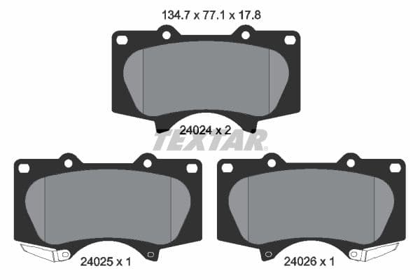 Remblokken set Voor , past: LEXUS GX  MITSUBISHI PAJERO IV, PAJERO SPORT II  TOYOTA 4 RUNNER IV, 4 RUNNER V, FJ CRUISER, FORTUNER, HILUX VII, HILUX VIII, LAND CRUISER 2.4D-4.7 02.99-