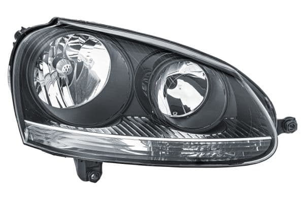 Koplamp Rechts (H7/H7/PY21W/W5W, elektrisch, met motor, kleur invoegen: zilver/zwart, kleur indicator: transparant) past: VW GOLF V, JETTA III 10.03-10.10