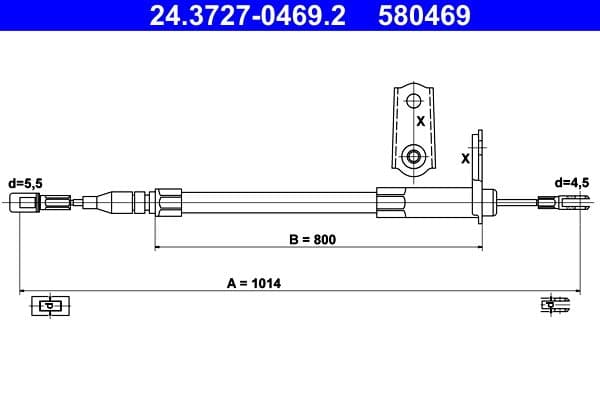 Handremkabel Achter Rechts (1014mm/1015mm) past: MERCEDES SL (R129) 2.8-7.3 03.89-12.01