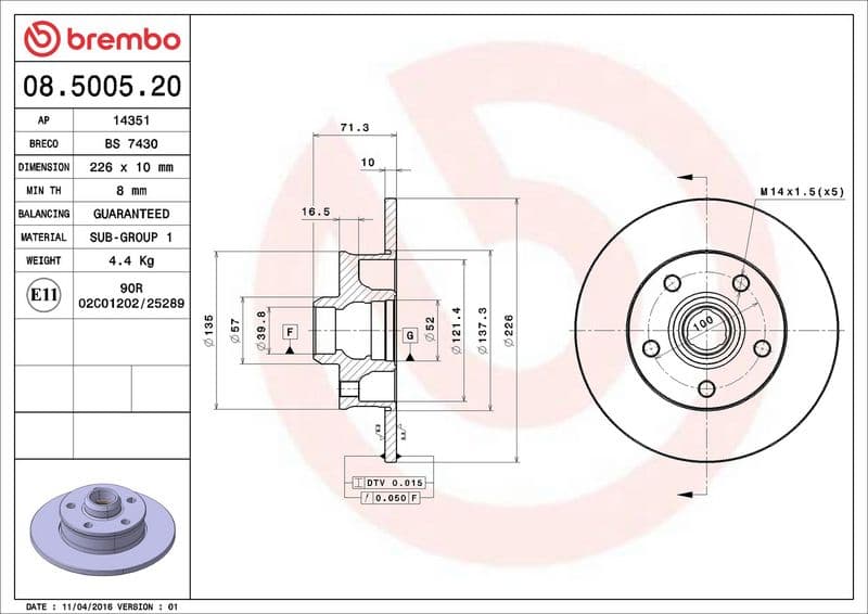 Brake disc Achter Links/Rechts past: SEAT TOLEDO I  VW CORRADO, GOLF III, PASSAT B3/B4, VENTO 1.6-2.9 09.89-04.99