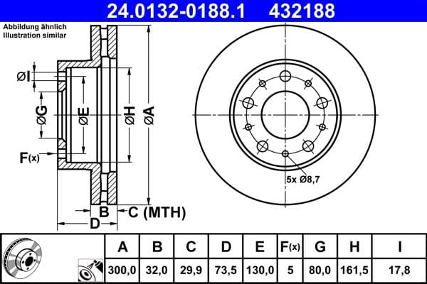 Brake disc Voor Links/Rechts past: CITROEN JUMPER III  FIAT DUCATO  OPEL MOVANO C  PEUGEOT BOXER 2.0D-Electric 04.06-