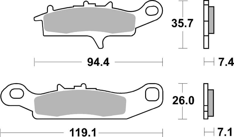 Brake pads Voor, beoogd gebruik: offroad, materiaal: sinter-SD, 26/35,7x94,4x7,1/7,4mm past: KAWASAKI KFX, KVF  SUZUKI LT-V 450/650/700 2002-2014