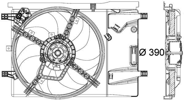 Radiatorventilator (met huisvesting) past: CITROEN NEMO  FIAT FIORINO, QUBO  PEUGEOT BIPPER, BIPPER TEPEE 1.4/1.4CNG 11.07-