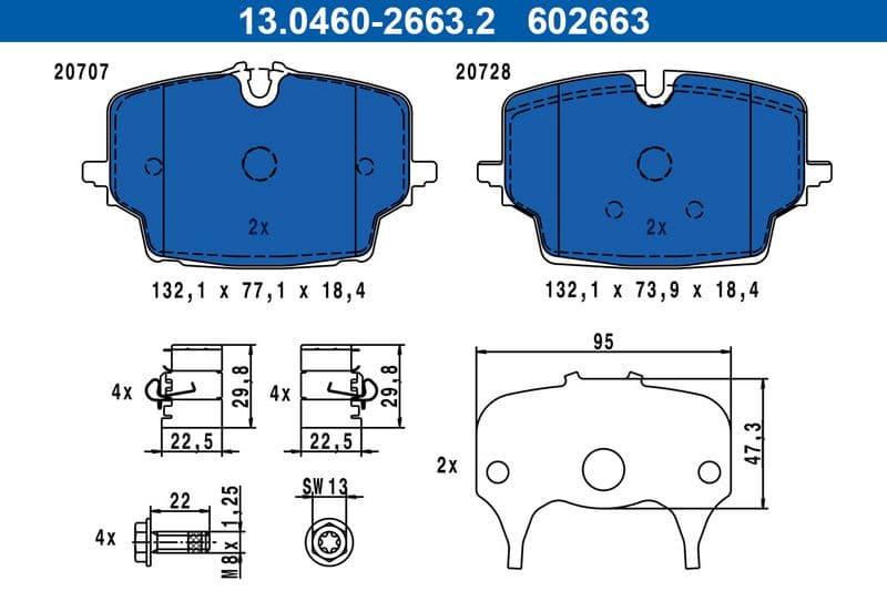 Remblokken set Voor (met een dempingskussen  met remklauw geleidingsbouten), past: BMW 2 GRAN COUPE (F74), 2 (U06), X1 (U11)  MINI (F66, F65), ACEMAN (J05), COOPER (J01) 1.5-Electric 11.21-