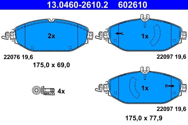 Remblokken set Voor , past: MERCEDES C (A205), C (C205), C T-MODEL (S205), C (W205), CLS (C257), E (A238), E ALL-TERRAIN (S213), E (C238), E T-MODEL (S213), E (W213) 1.5-2.2DH 12.13-